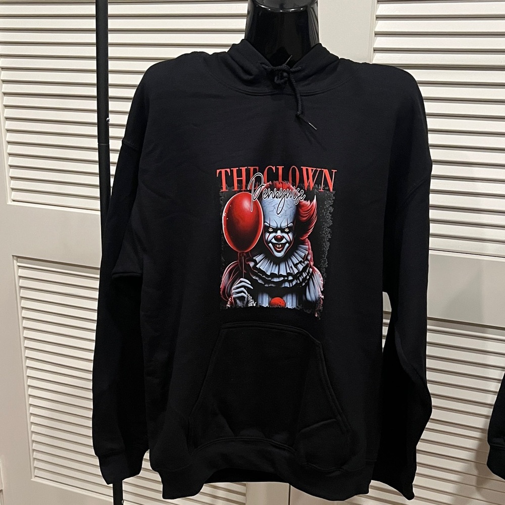 Gildan Black Hoodie with Clown Graphic